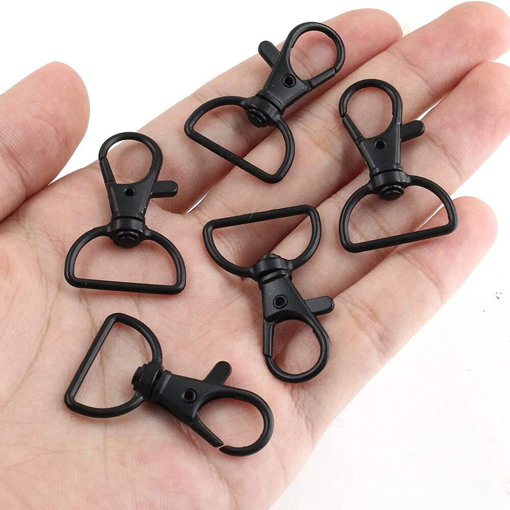 10 PCS 20mm Lobster Clasp Swivel Trigger Clip Keychain Snap Hook Key Ring Black