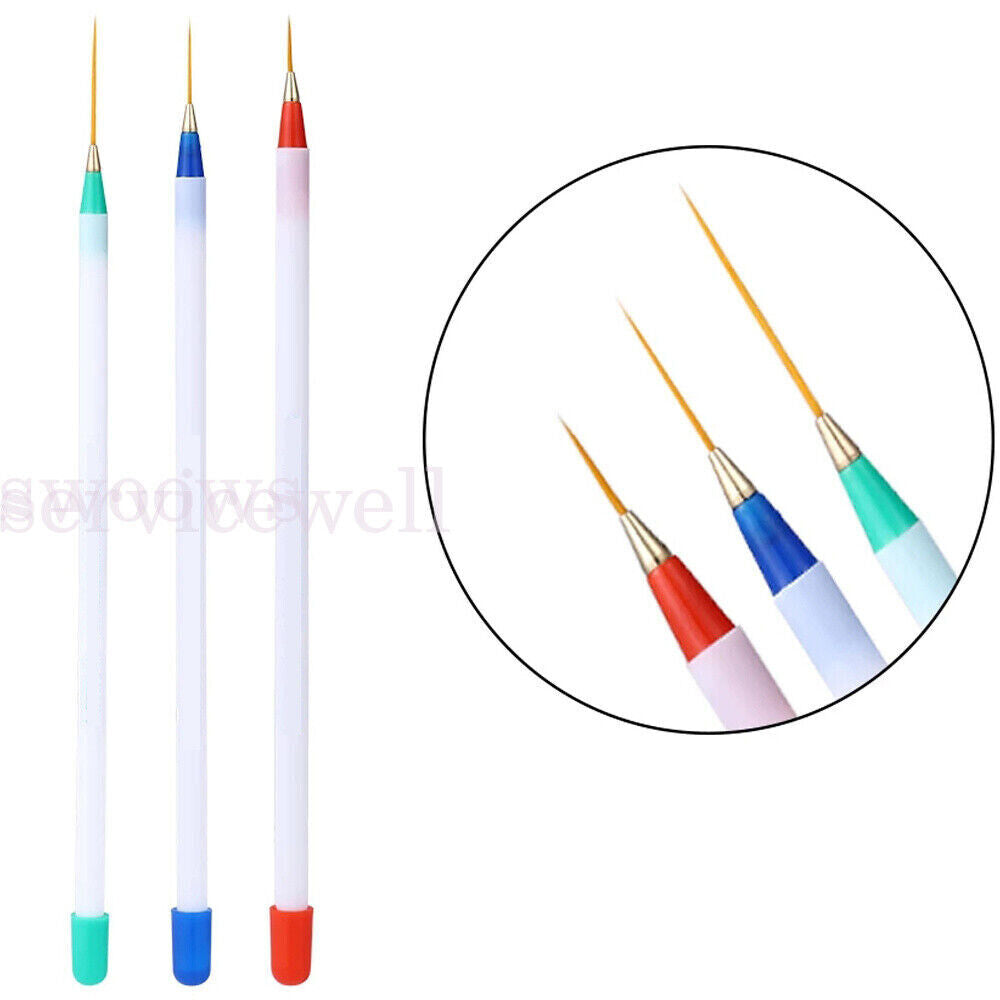 3/5Pc Acrylic Nail Art Liner Pen UV Gel Painting Drawing Brush Manicure Tool Kit