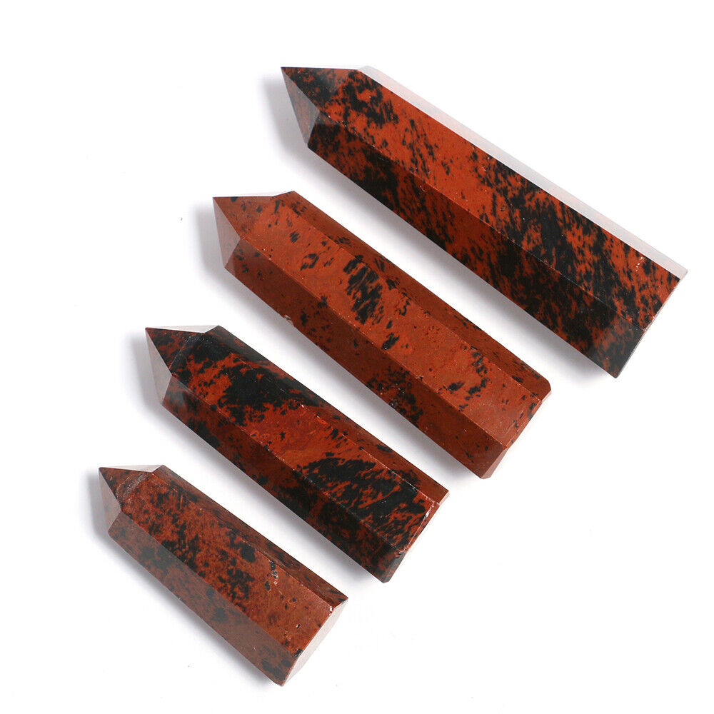 4~8cm Natural Mahogany Red Obsidian Obelisk Tower Crystal Quartz Point Wand