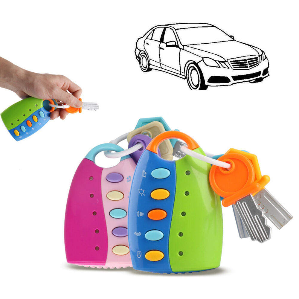 Baby Colorful Remote Pretend Toy Musical Car Key Colorful Flash Keychain