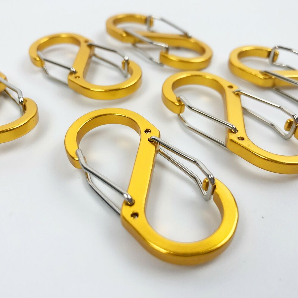 6 x Cable Carabiner Camping Hiking Hook Chain Key S-Ring Lock Clip Holder