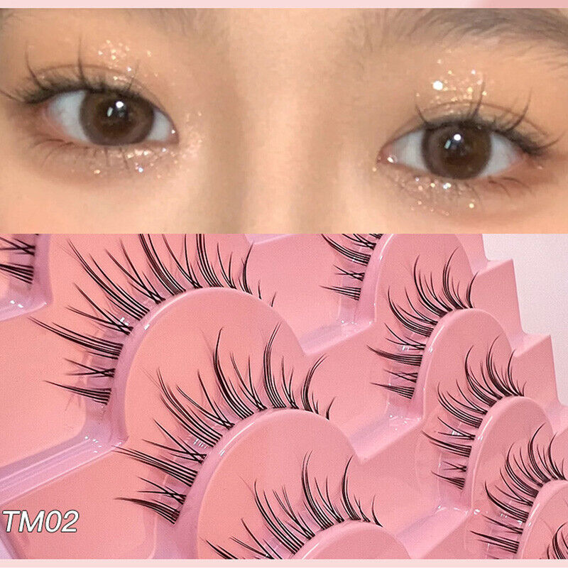 10 Pairs Faux Mink Fake Eyelashes Natural Short Cross Wispy Makeup False Lashes