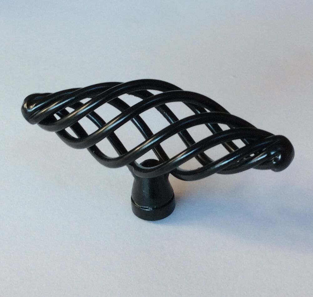 Provincial Birdcage Kitchen Cabinet Handles / Knobs Matt Black Cupboard Door