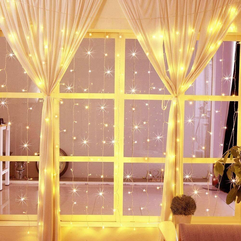 300 LED Window Curtain String Light Christmas Party Outdoor Indoor Decorations