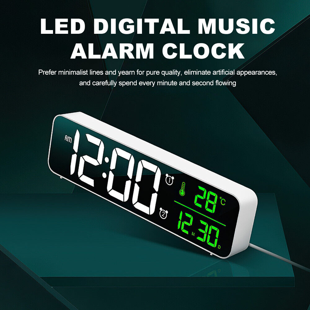 Digital Clock LED Display Desk Table Temperature Alarm Time Modern Home Decor