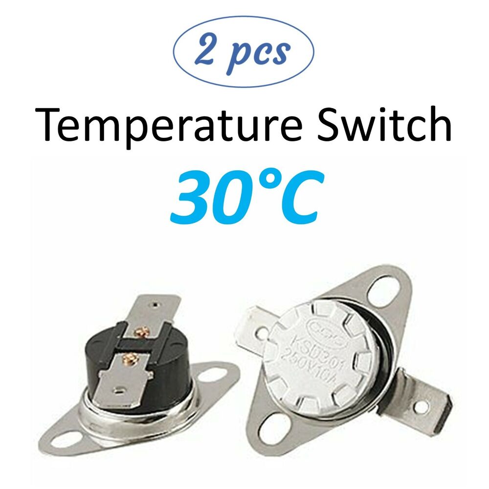 2x KSD301 Temperature Thermostat Thermal Switch - 250V 10A NO / NC Thermo Switch