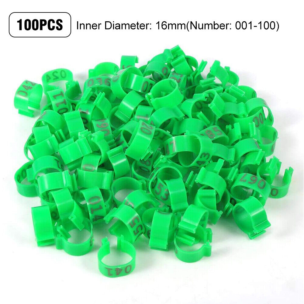 100PCS 001-100 Numbered 8/16 mm Pet Poultry Goose Chicken Duck Leg Band Rings