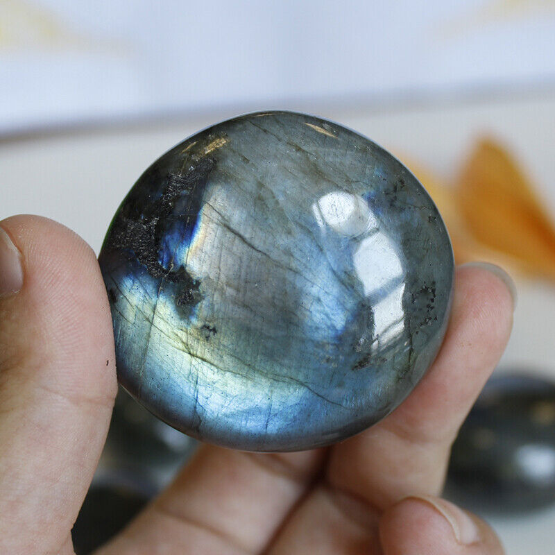 Natural Labradorite Polished Crystal Quartz Ore Specimen Palm Stone Worry Stone