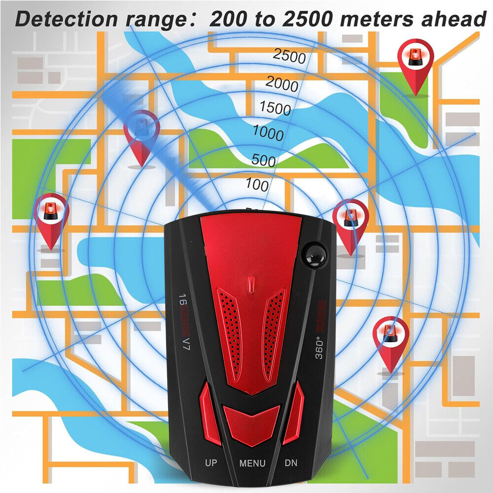 360° Car GPS Speed Radar Detectors 12V Voice Camera Alert Warning Speedometer