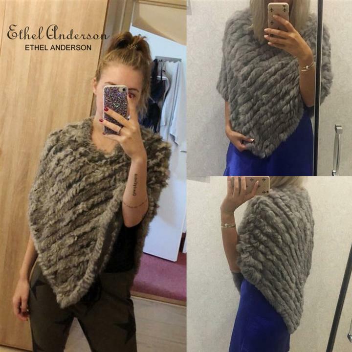 Women's fake Rabbit Fur Knitted Cape Shawl Poncho Designer Wedding Vest Coat