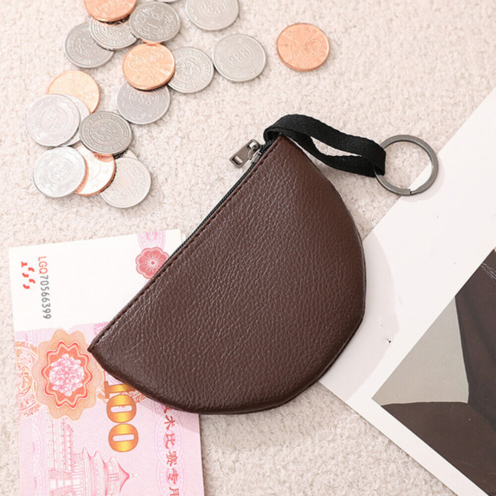 Coin Small Change Bag Card Wallet Pouch Zip Up Key Ring Leather Mini Purse Women