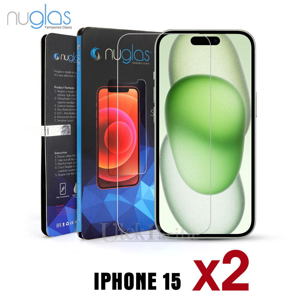 2xFor iPhone 15 14 13 12 11 Pro XS Max XR 8 Plus Tempered Glass Screen Protector