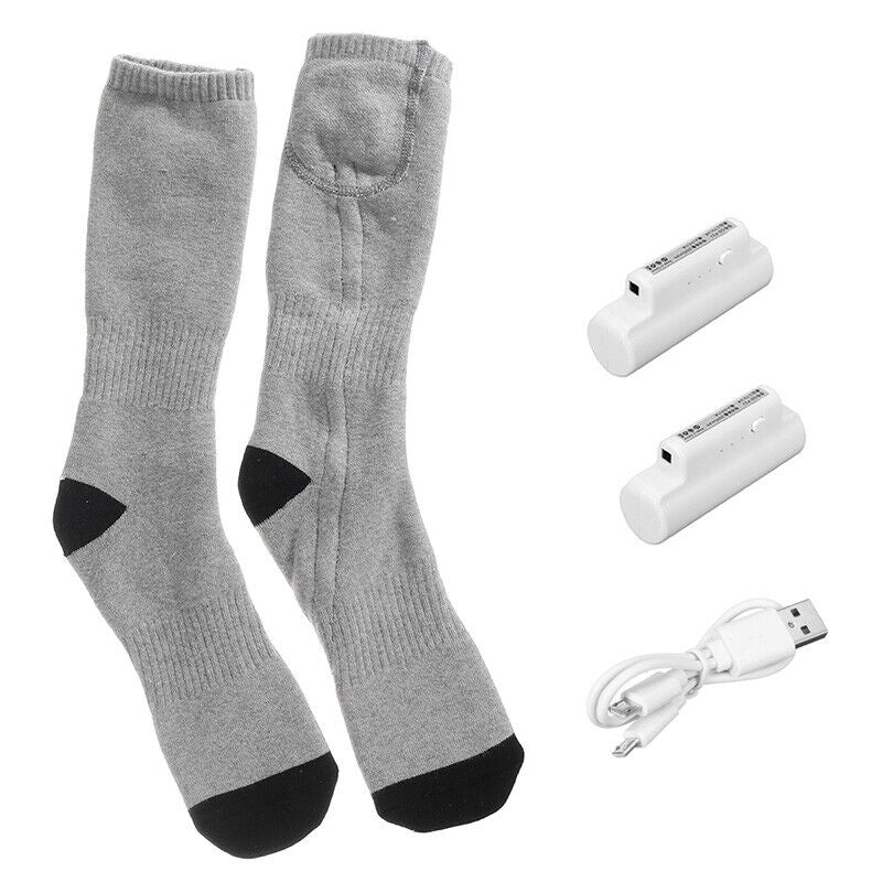 Winter Electric Heated Socks Boot Feet Warmer USB Rechargable Battery Warm Sock