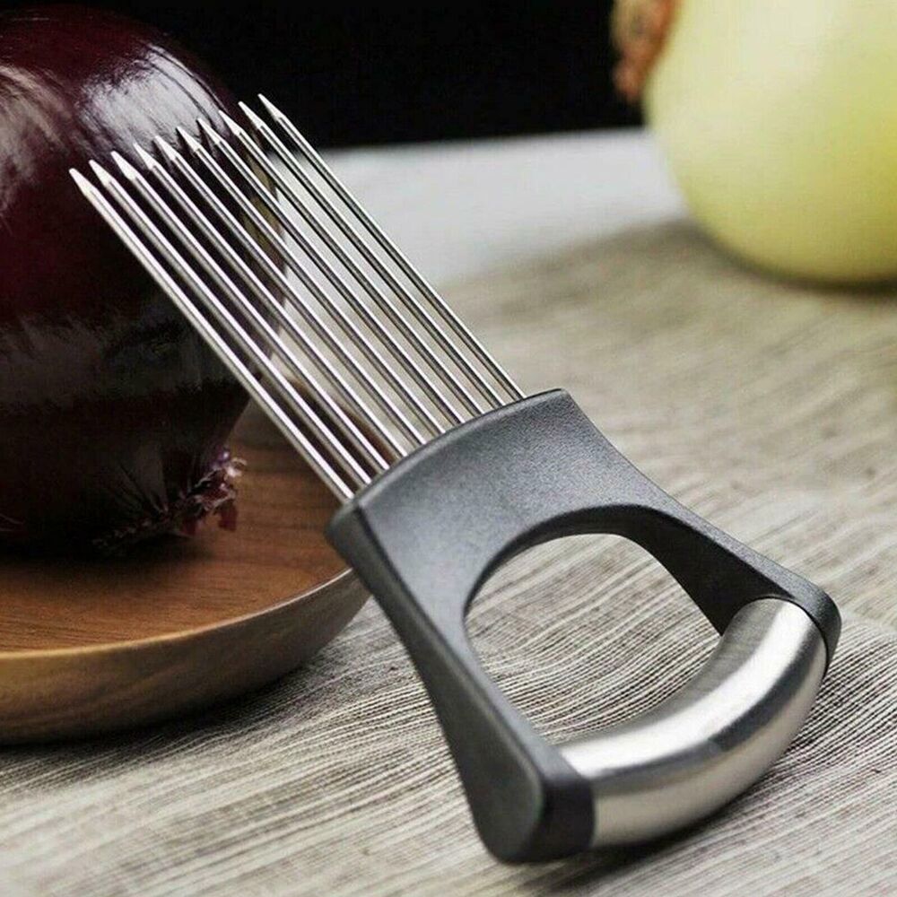 Onion Holder Slicer Food Choppers Slice Assistant, Stainless Steel Fork Vegetabl