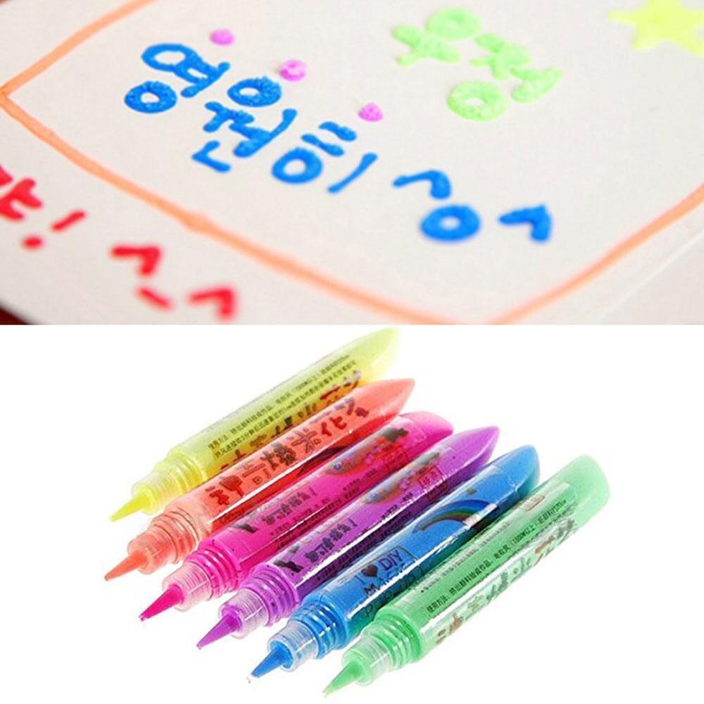 6PC Puffy 3D Art Pens - Ink Puffs Up Like Popcorn Just Use Kids Hairdryer DIY