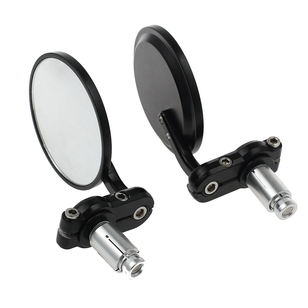 3"Round Black Rearview Mirror Custom for 7/8"Handle Bar End Motorcycle Dirt Bike