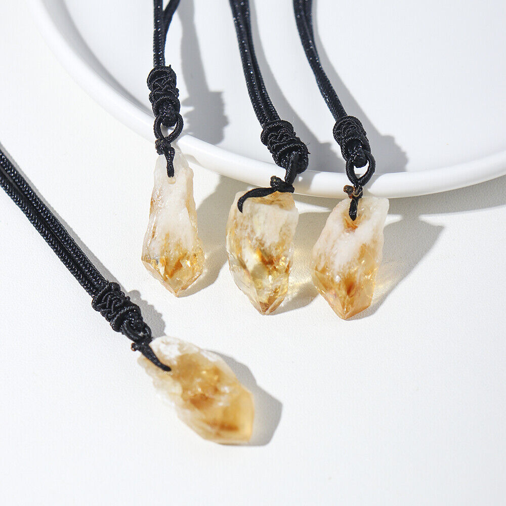 Natural Citrine Crystal Pendant Necklace Gem Stone Quartz Reiki Healing