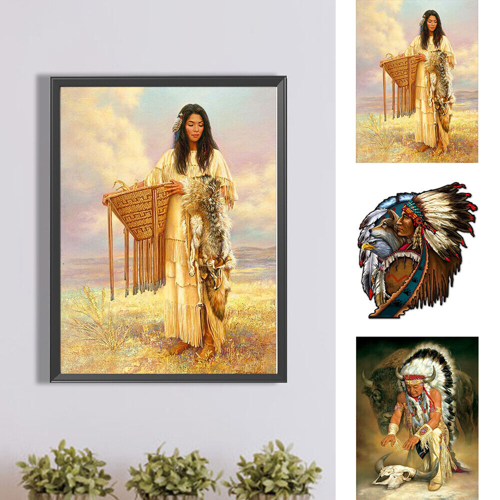 5D DIY Full Round Drill Diamond Painting Indians Kit Home Decoration Art Craft