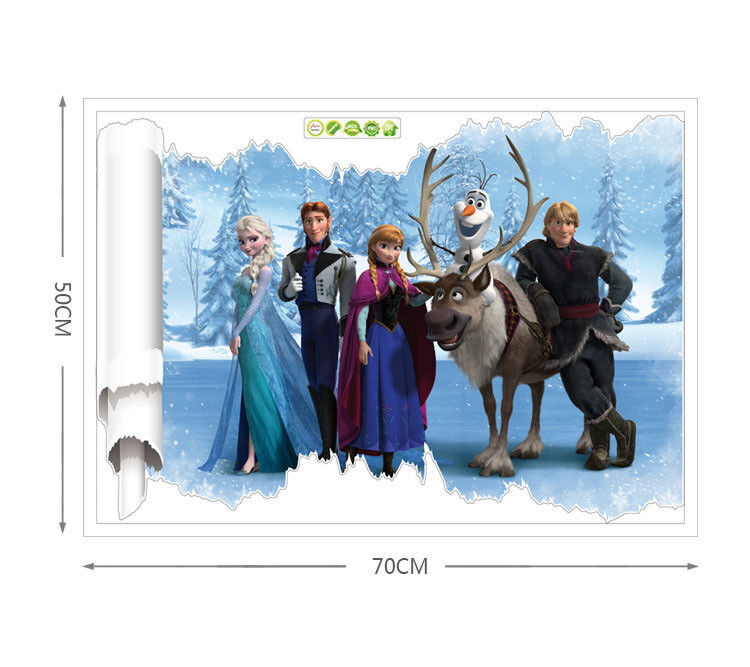 3D Frozen Elsa Anna Wall Stickers Removable Broken Wall Kid Girl Room Decal