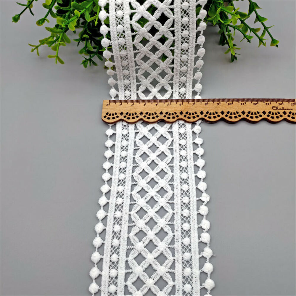 1 Yard Black White Hollow Floral Embroidered Lace Trim Ribbon DIY Apparel Sewing