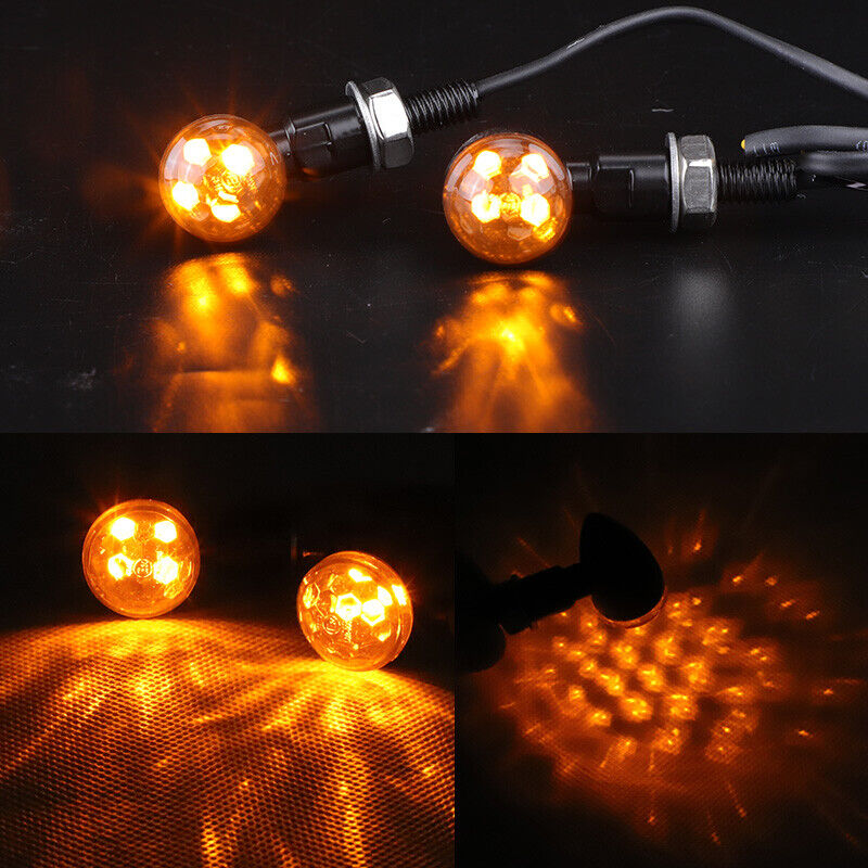 4X Mini Motorcycle Bullet Indicators LED Turn Signal Light For Bobber Cafe Racer