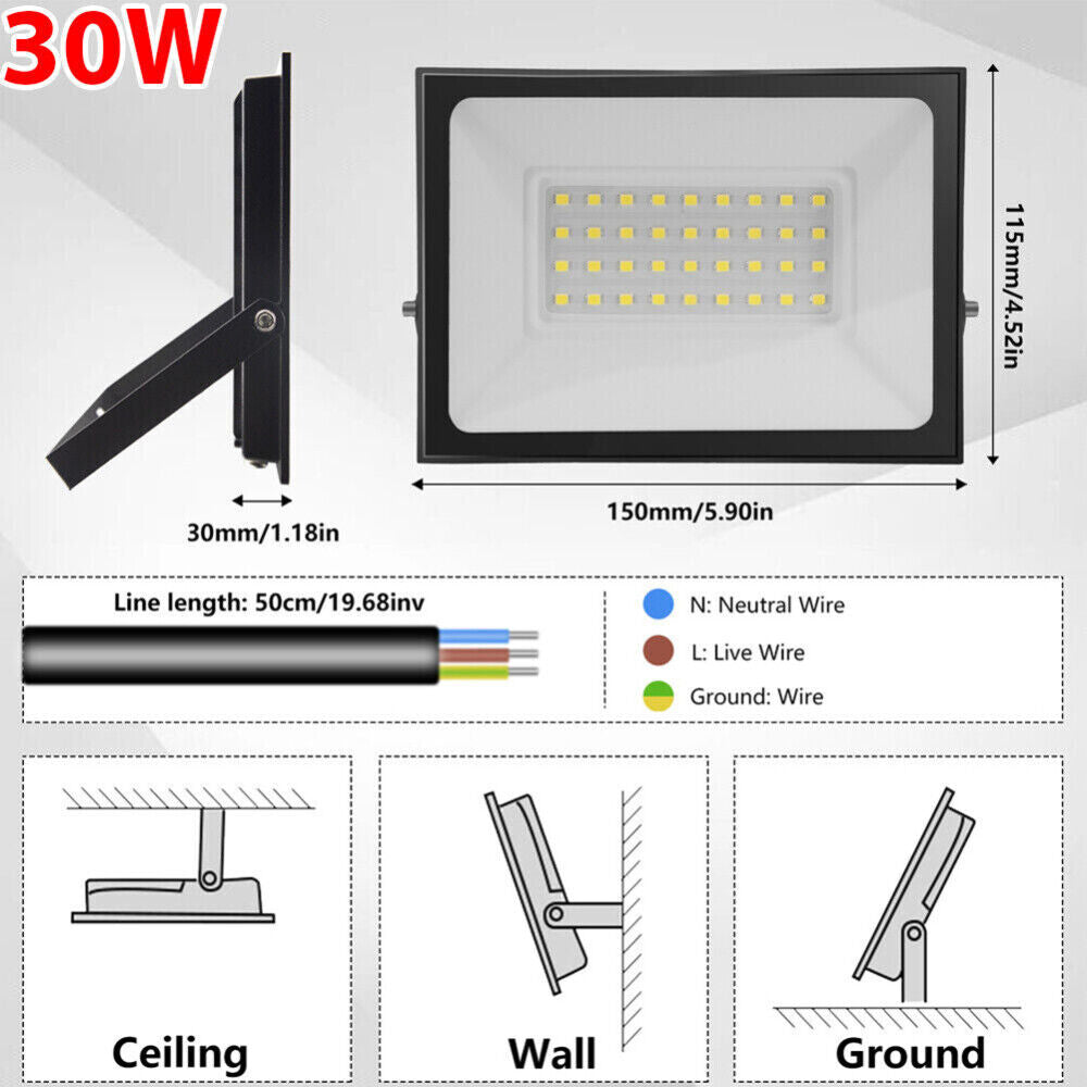 Outdoor LED Flood Light 10W-300W Security Light 220V-240V Spotlight Waterproof