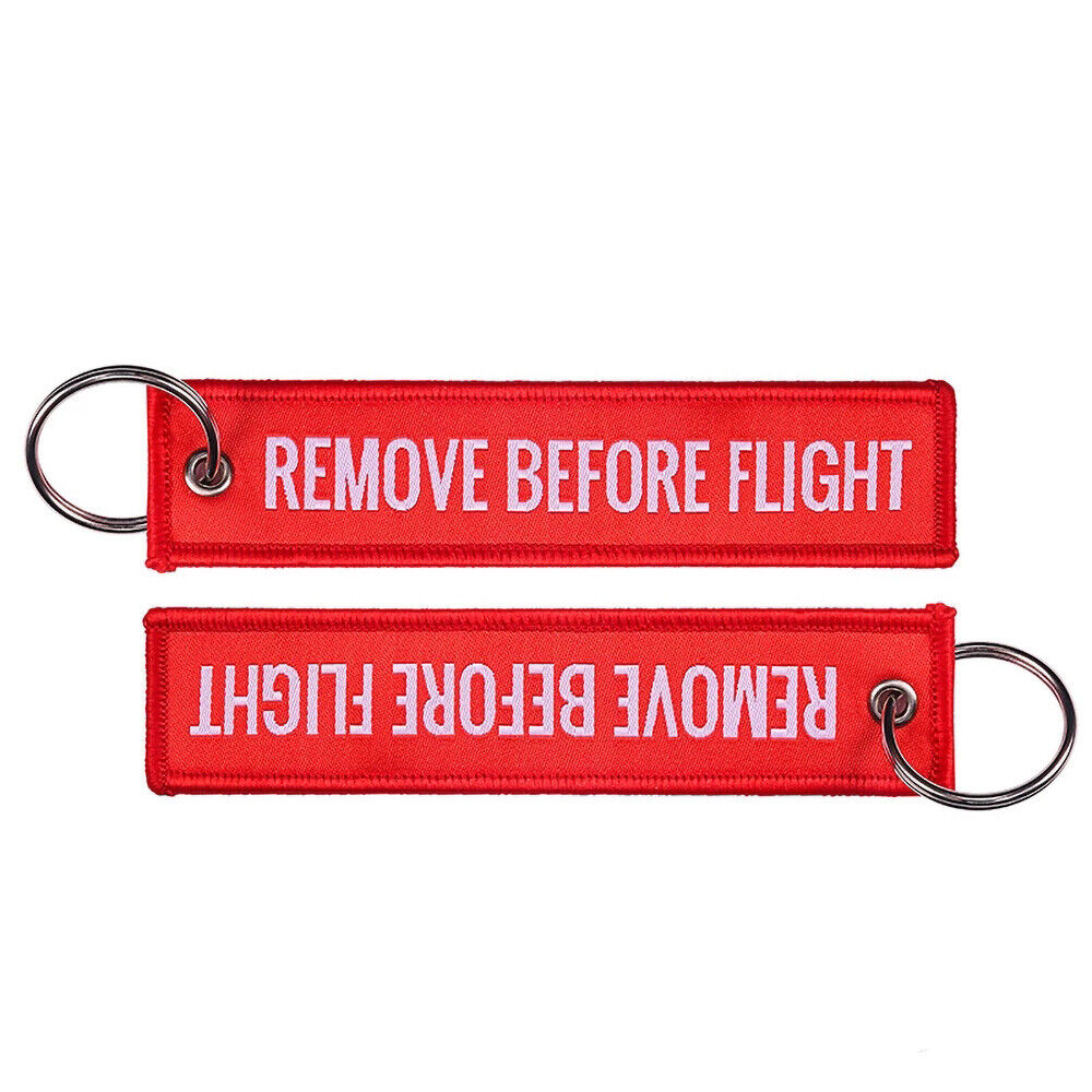 5 PCS Embroidered REMOVE BEFORE FLIGHT Keychain Lanyard Luggage Tag Keyring