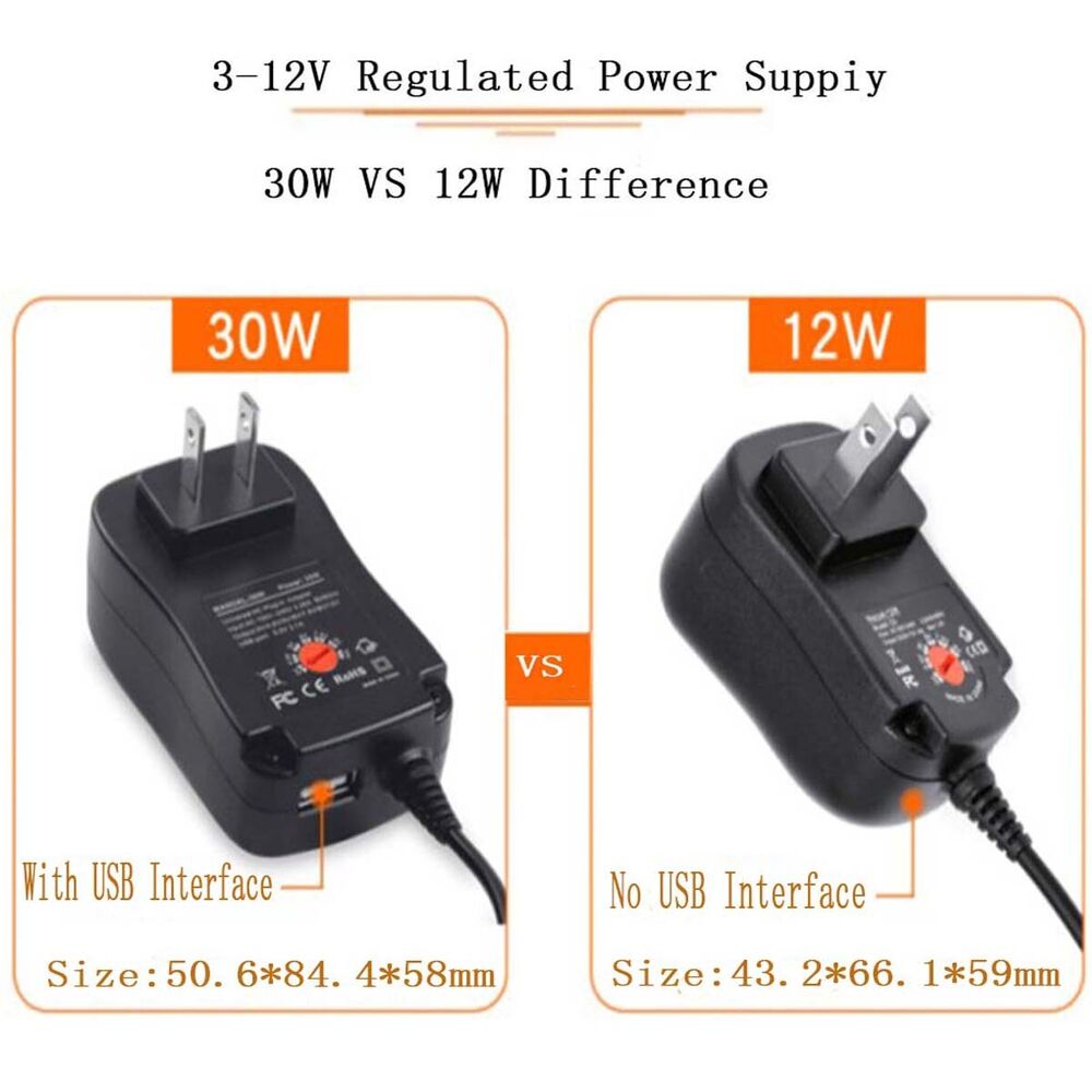 Universal Power Supply AC/DC LED Adapter Voltage 1.2A 3V/4.5V/5V/6V/7.5V/9V/12V