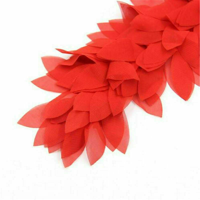 1 Yard Chiffon Leaves Trim - Wedding Dress Bridal Lace Fabric Ribbon DIY Craft