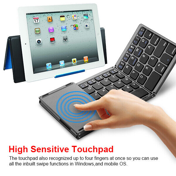 Mini Wireless Bluetooth Keyboard With Touchpad For iPad Samsung Tablet Foldable