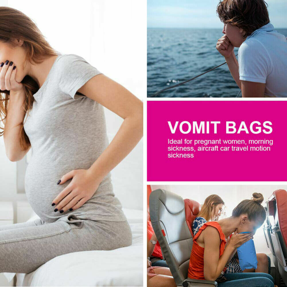 50x Disposable Vomit Bags Sickness Travel Plane Motion Car Bus Sea Sick Sealable