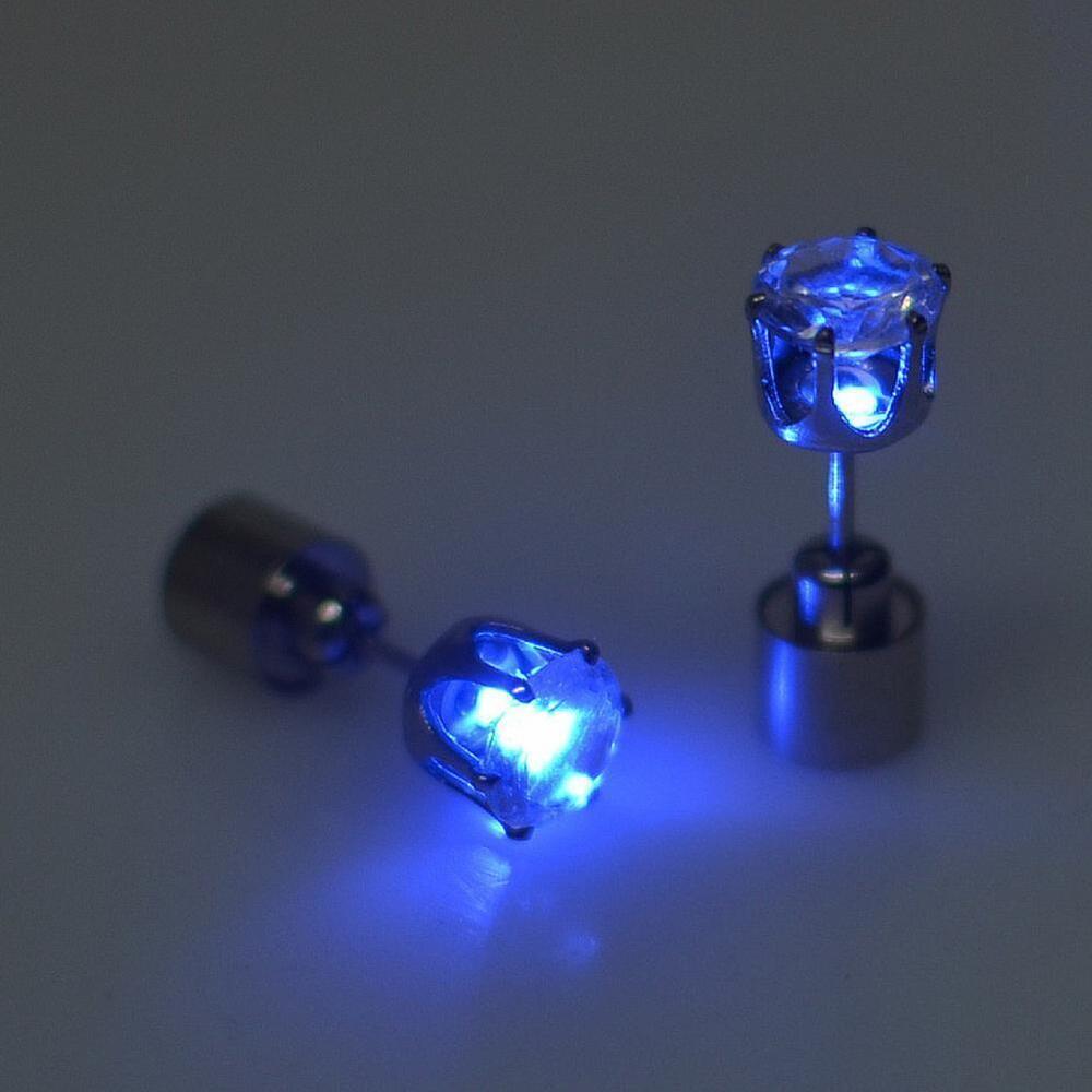 LED Earrings Glowing Light UpDiamond Crown Ear Drop Stud Pendant For Party U8R0