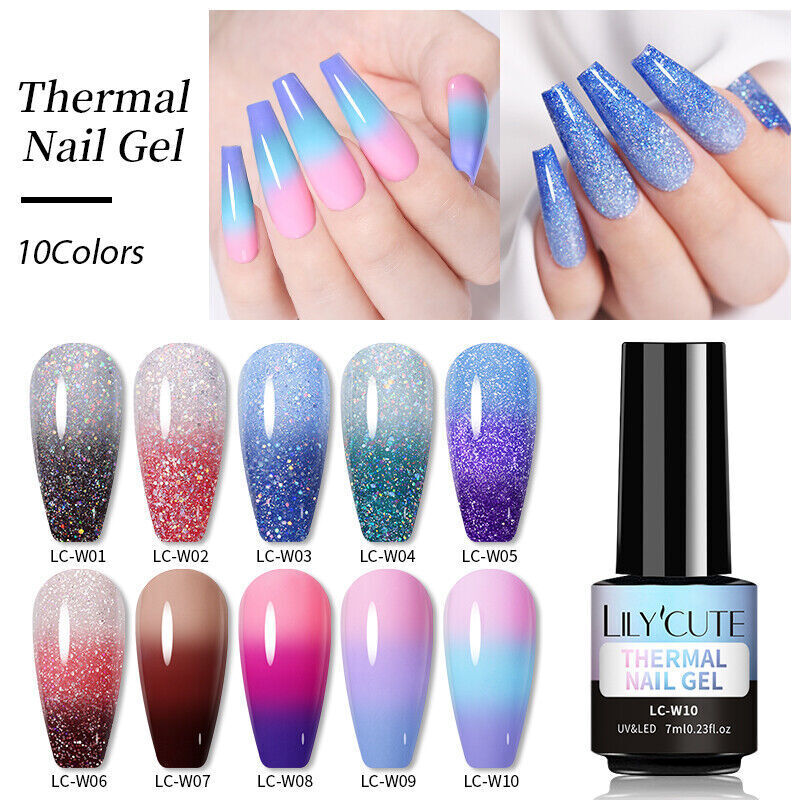 LILYCUTE Thermal Gel Polish Soak Off UV LED Color Changing Gel Nail Art Varnish