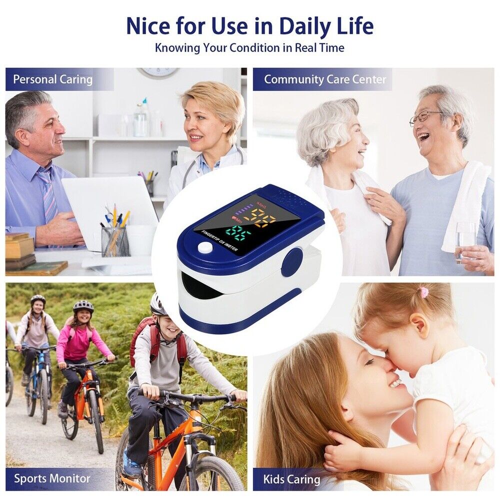 Medical Finger Pulse Oximeter Blood Oxygen Saturation Meter Heart Rate Monitor