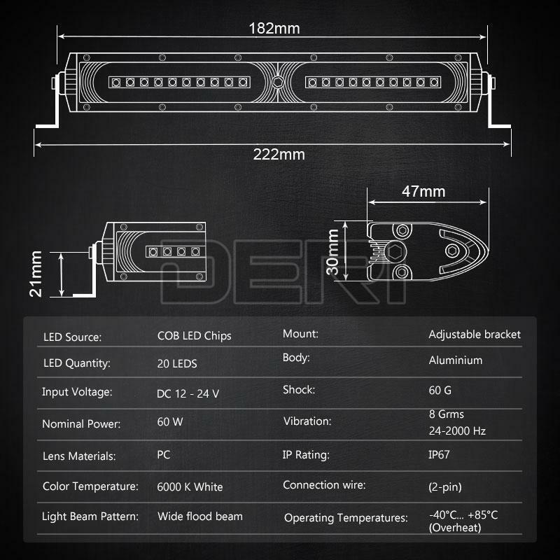 2x 7"inch Work Lights Flood LED Slim Light Bar Reverse 4WD SUV ATV 12V 24V 120W