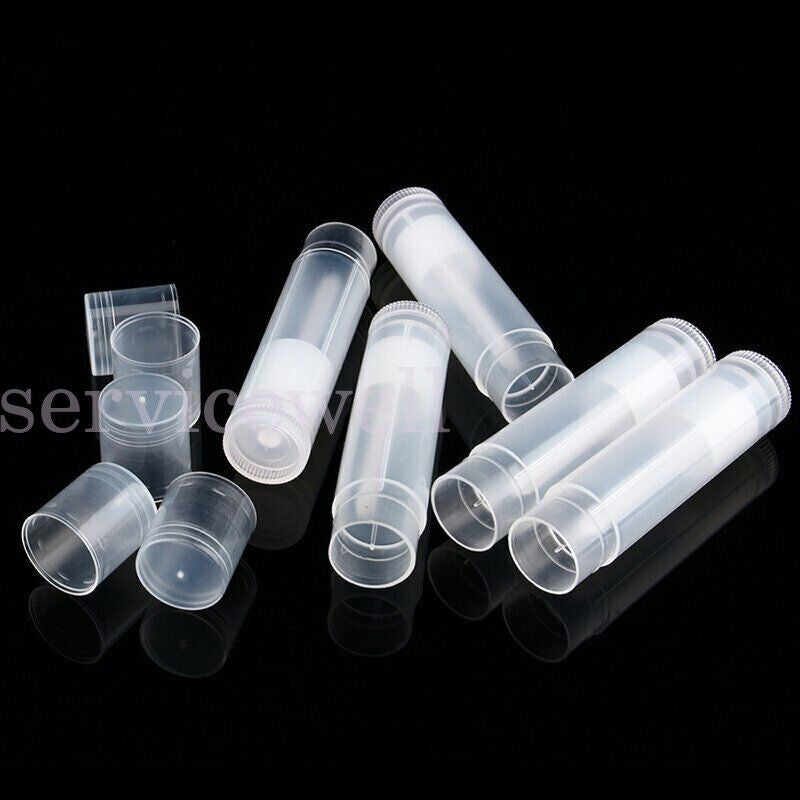 50x Clear Lip Balm Tubes Caps 5g Transparent Empty Lipstick Container