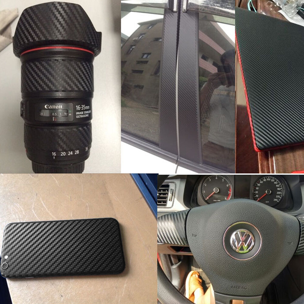 50cm x1.51M 4D Gloss Black Carbon Fibre Fiber Vinyl Car Wrap Air Release Film