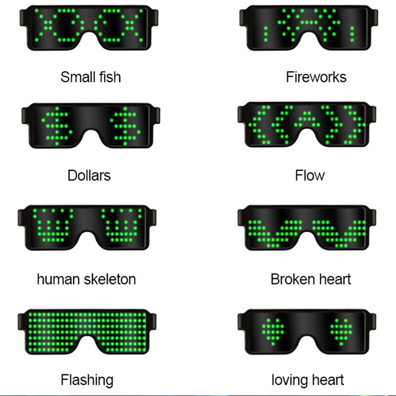 LED Light Up Flashing Neon Rave Glasses El Wire Luminous Sunglasses Party Disco