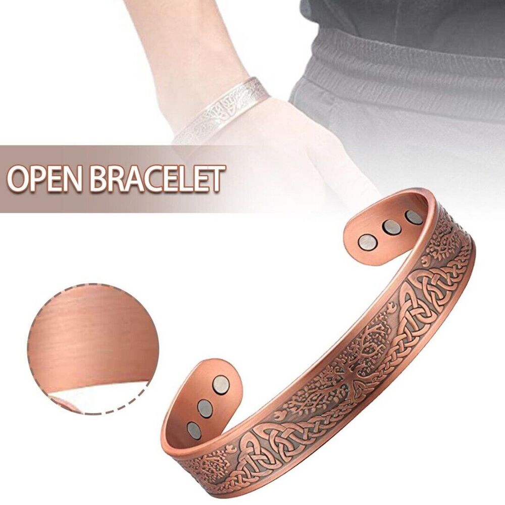 Pure Copper Magnetic Bracelet Arthritis Pain Relief Bangle Healing Therapy Gift