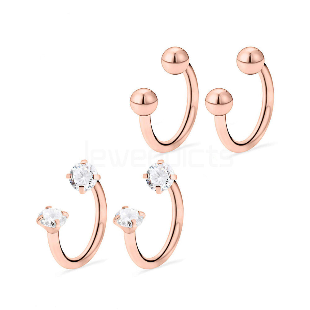 4PCs Horseshoe Rings Surgical Steel Tragus Piercing Earrings Studs Cartilage