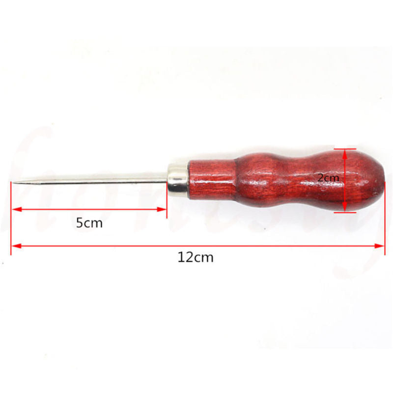 2pcs Wooden Handle Beading Awl Boring Hole Tailor Making Tool Bradle Bradawl