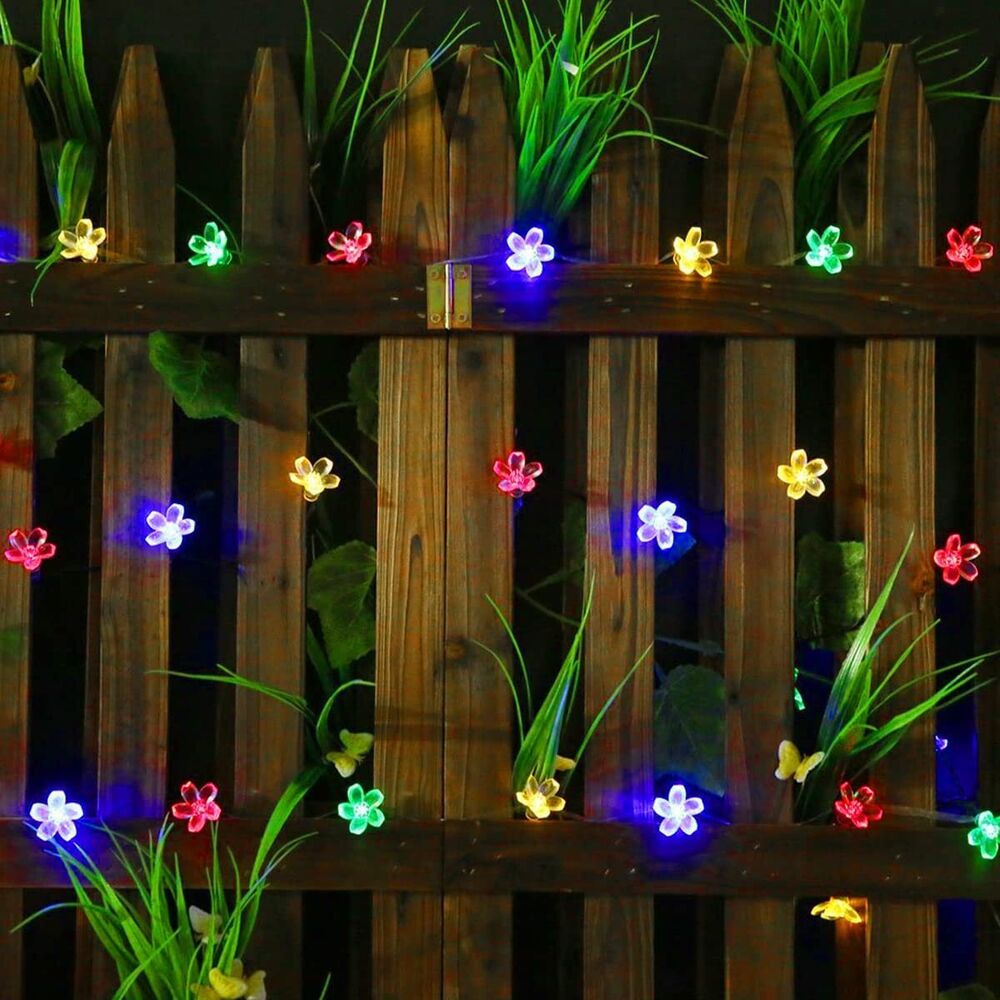 100/200 LED Solar String Lights Peach Flower Fairy Outdoor Garden Party Decor