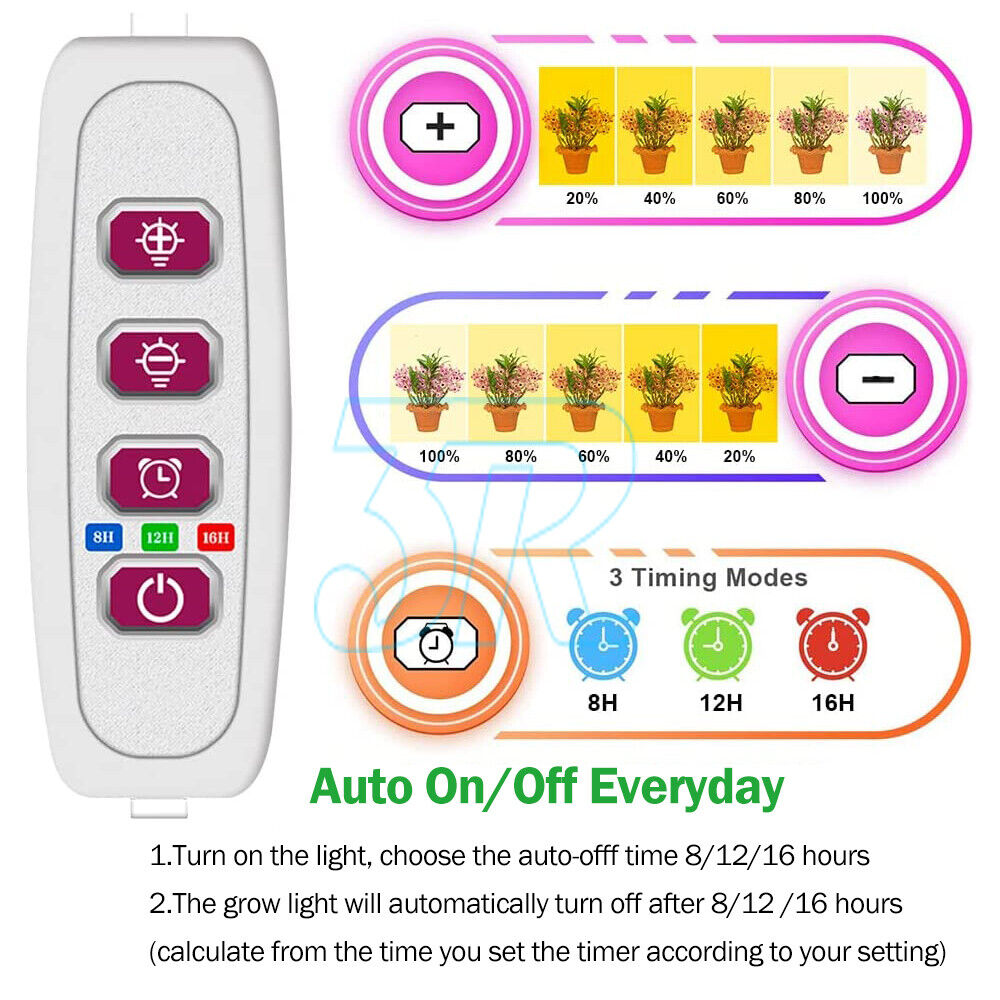 2x LED Plant Halo Light USB Ring Grow Light Lamp Angel Phytolamp Indoor Plant