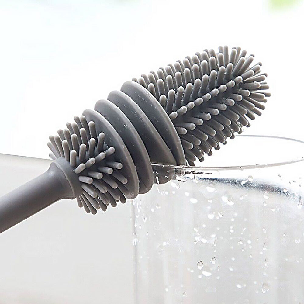 Long Handle Silicone Bottle Brush Flexible Scrubbing Cleaner Cup Washing Brush