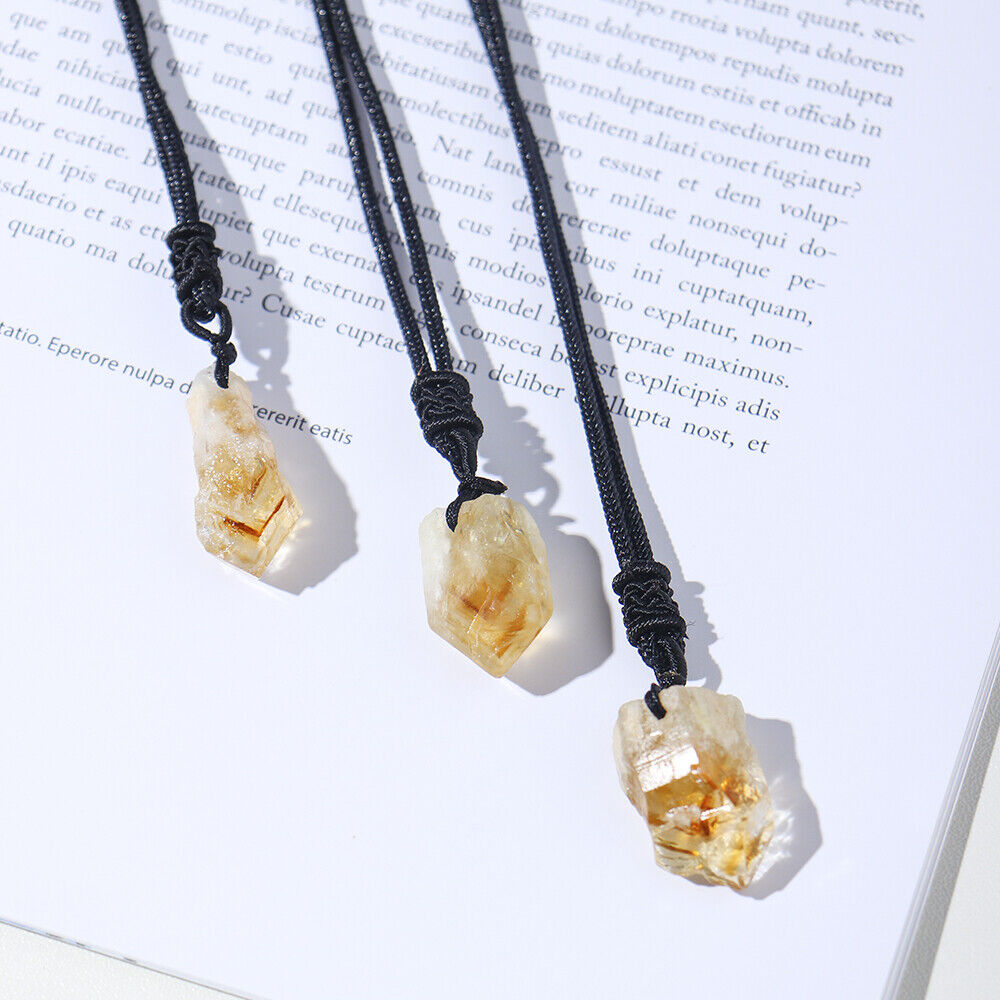 Natural Citrine Crystal Pendant Necklace Gem Stone Quartz Reiki Healing