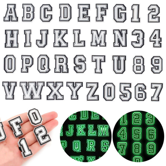 36PCS Alphabet Letters & Numbers PVC Shoes Charms For And Decor