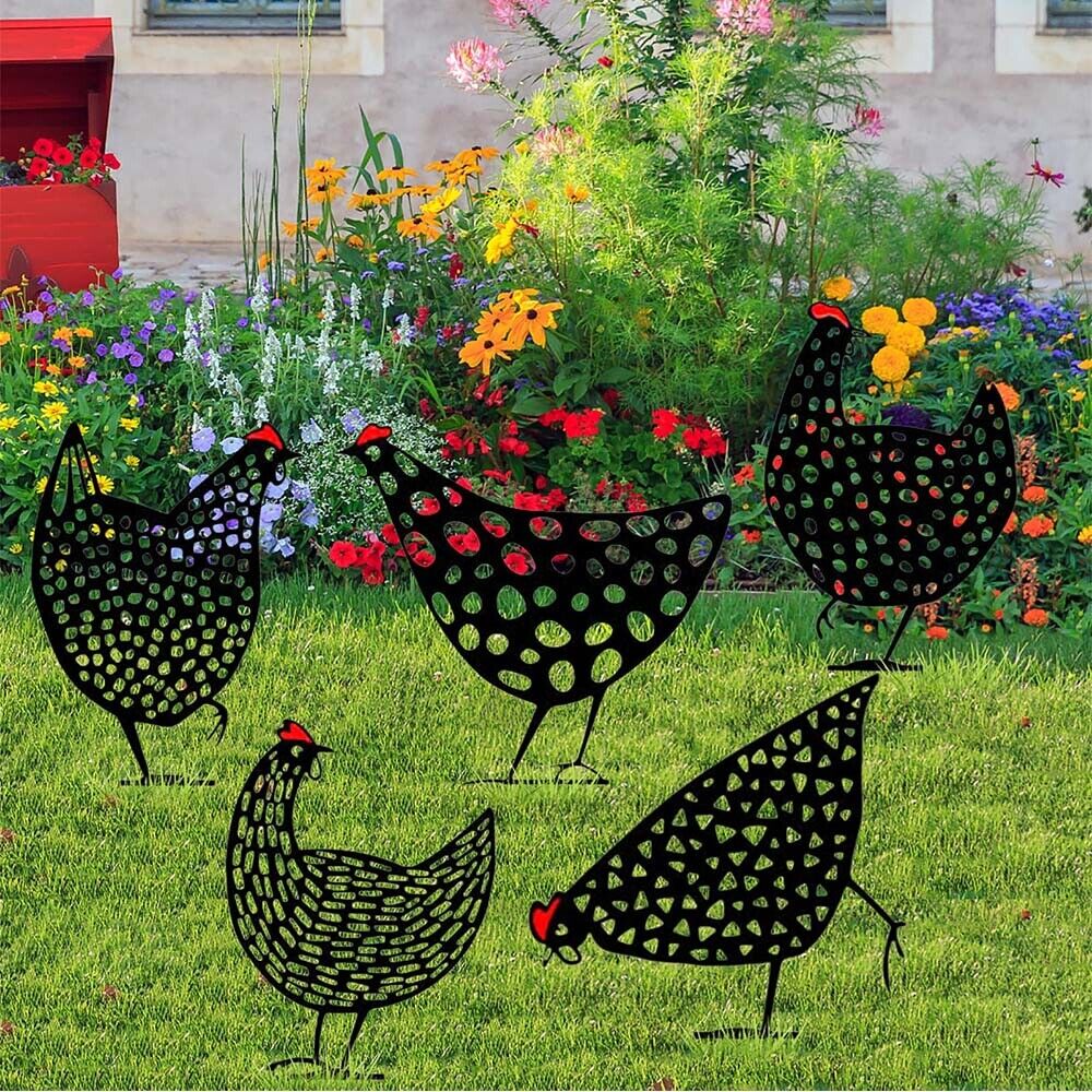 Rooster Statues Yard Art Decor Garden Ornaments Sculptures Chicken Decorations