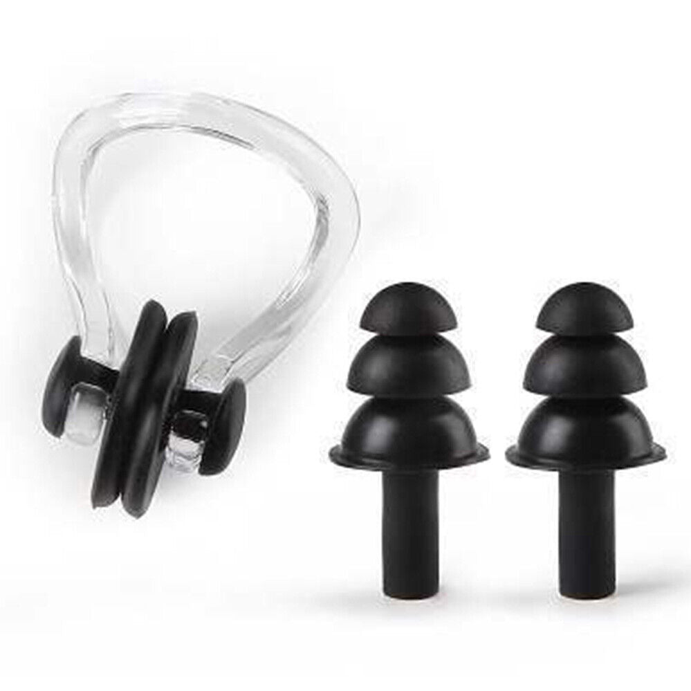 6PC Pairs Silicone Ear Plugs Swimming Waterproof Earplugs Nose Clip With Case