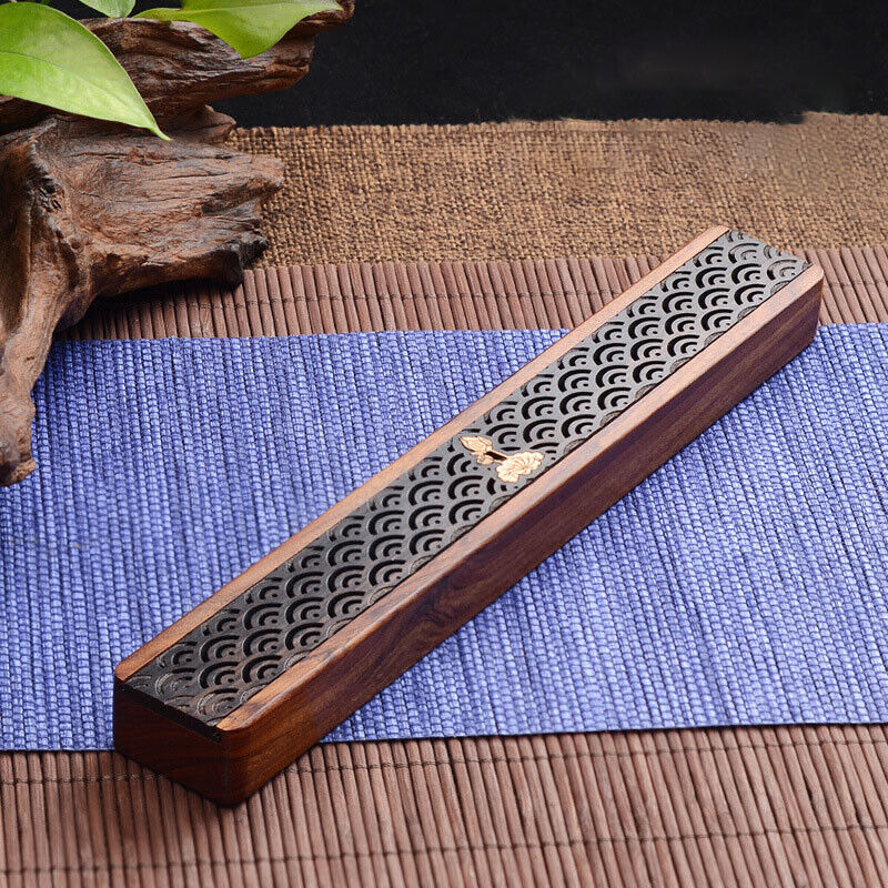 Sandalwood Incense Stick Holder Burning Incense Box Incense Burner Ash Catcher~