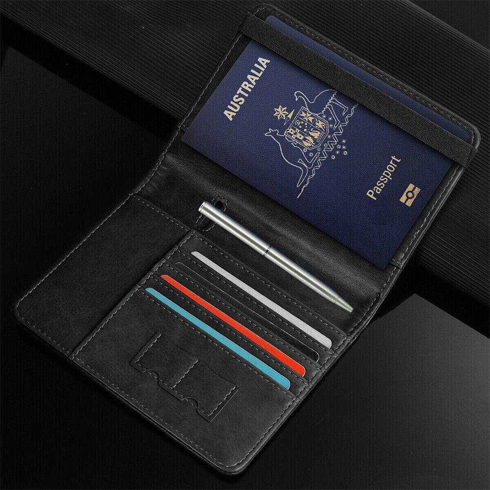 Travel Passport ID Card Wallet Holder Cover RFID Blocking Leather Purse Case